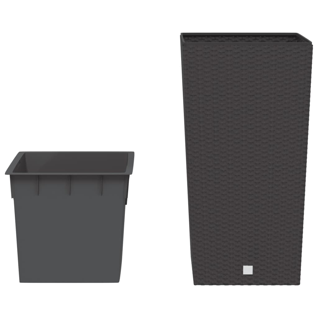 vidaXL Jardinieră cu interior detașabil, maro, 21 / 49 L, PP ratan