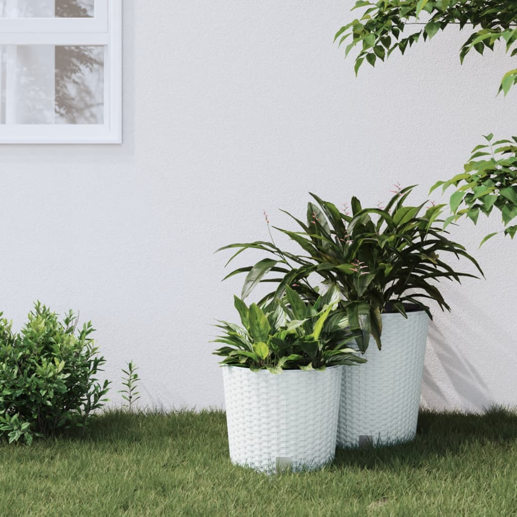 vidaXL Jardinieră cu interior detașabil, alb, 15 / 15,3 L, PP ratan vidaXL Jardinieră cu interior detașabil, alb, 15 / 15,3 L, PP ratan