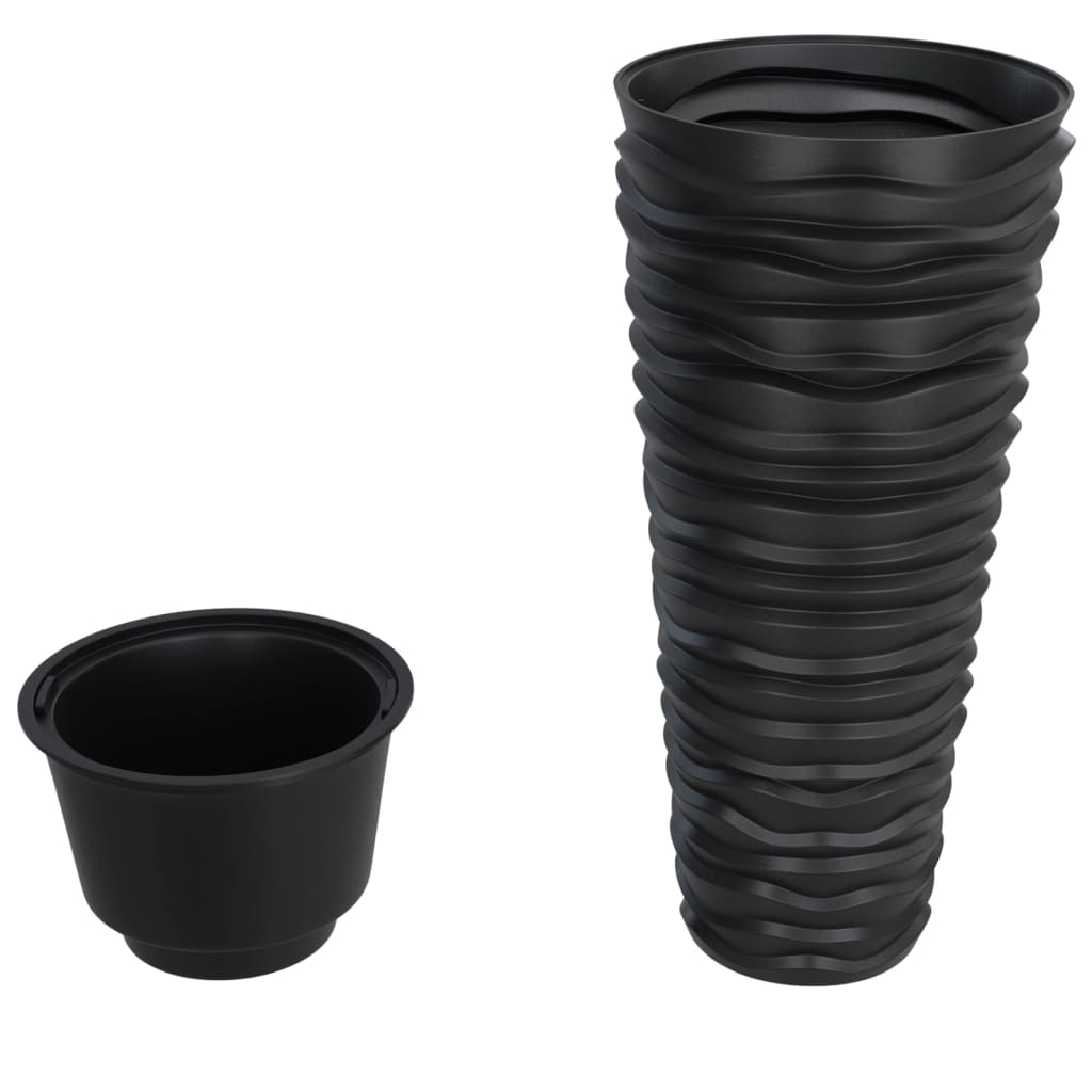 vidaXL Jardinieră cu interior detașabil, antracit 18 / 45 L PP canelat