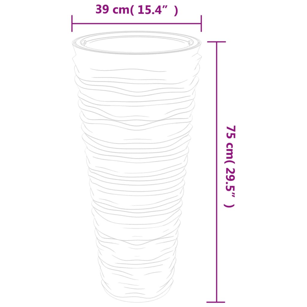 vidaXL Jardinieră cu interior detașabil, antracit 18 / 45 L PP canelat