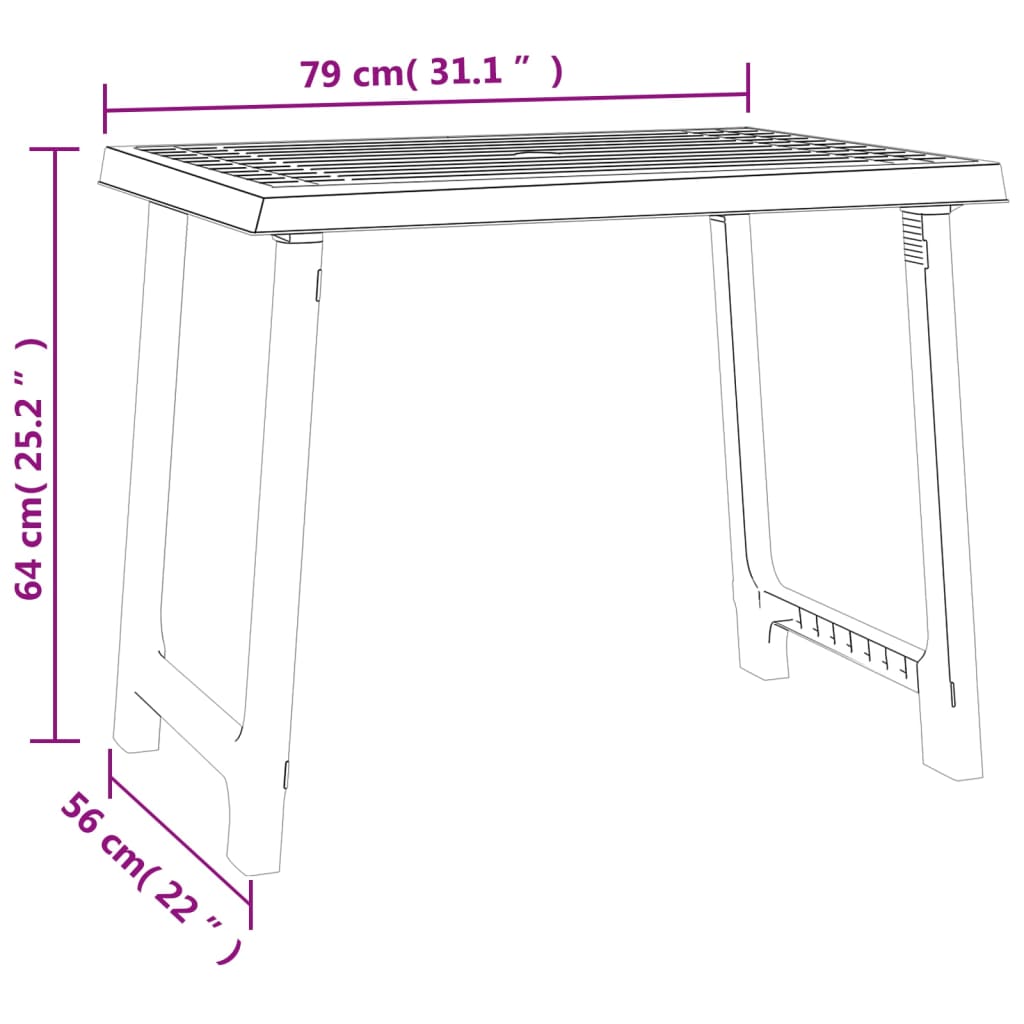 vidaXL Masă pentru camping, alb, 79x56x64 cm, PP aspect lemn vidaXL Masă pentru camping, alb, 79x56x64 cm, PP aspect lemn