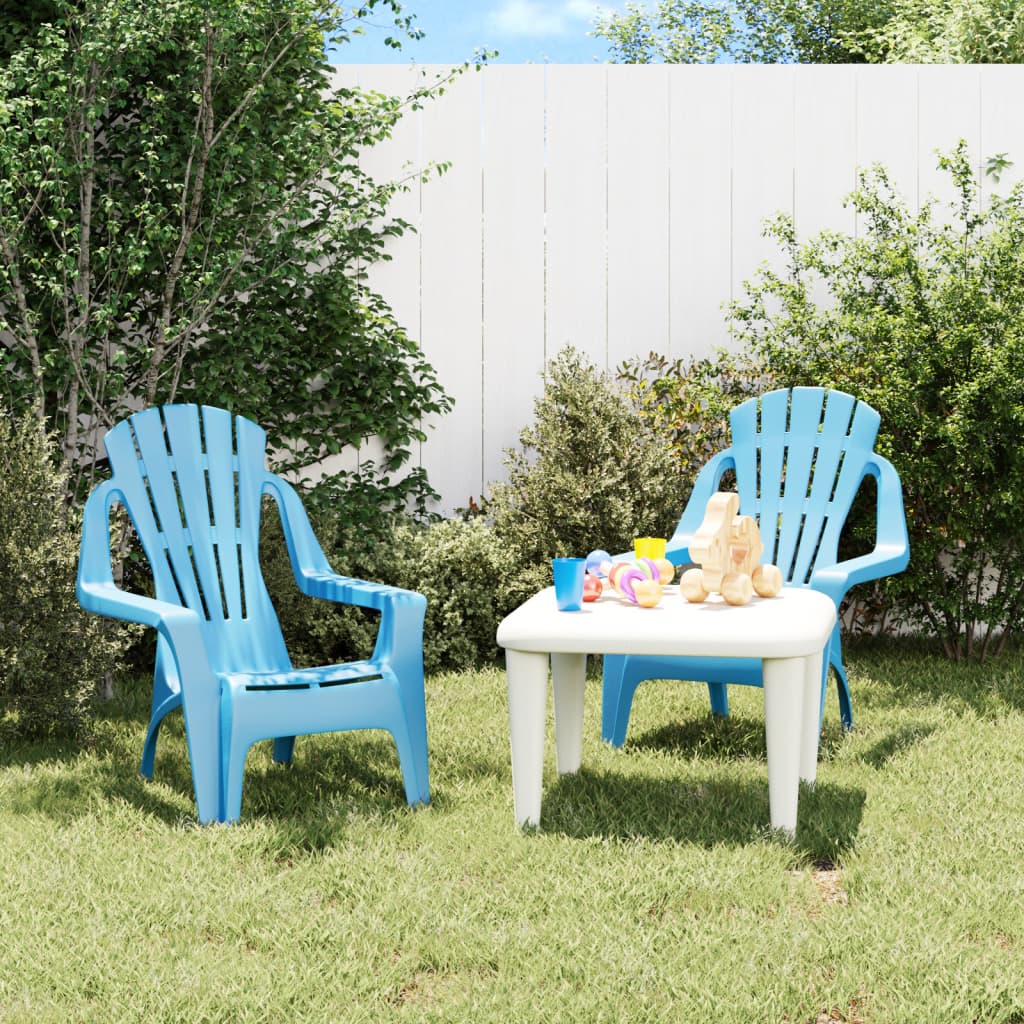 vidaXL Scaune grădină copii 2 buc. albastru 37x34x44 cm PP aspect lemn vidaXL Scaune grădină copii 2 buc. albastru 37x34x44 cm PP aspect lemn