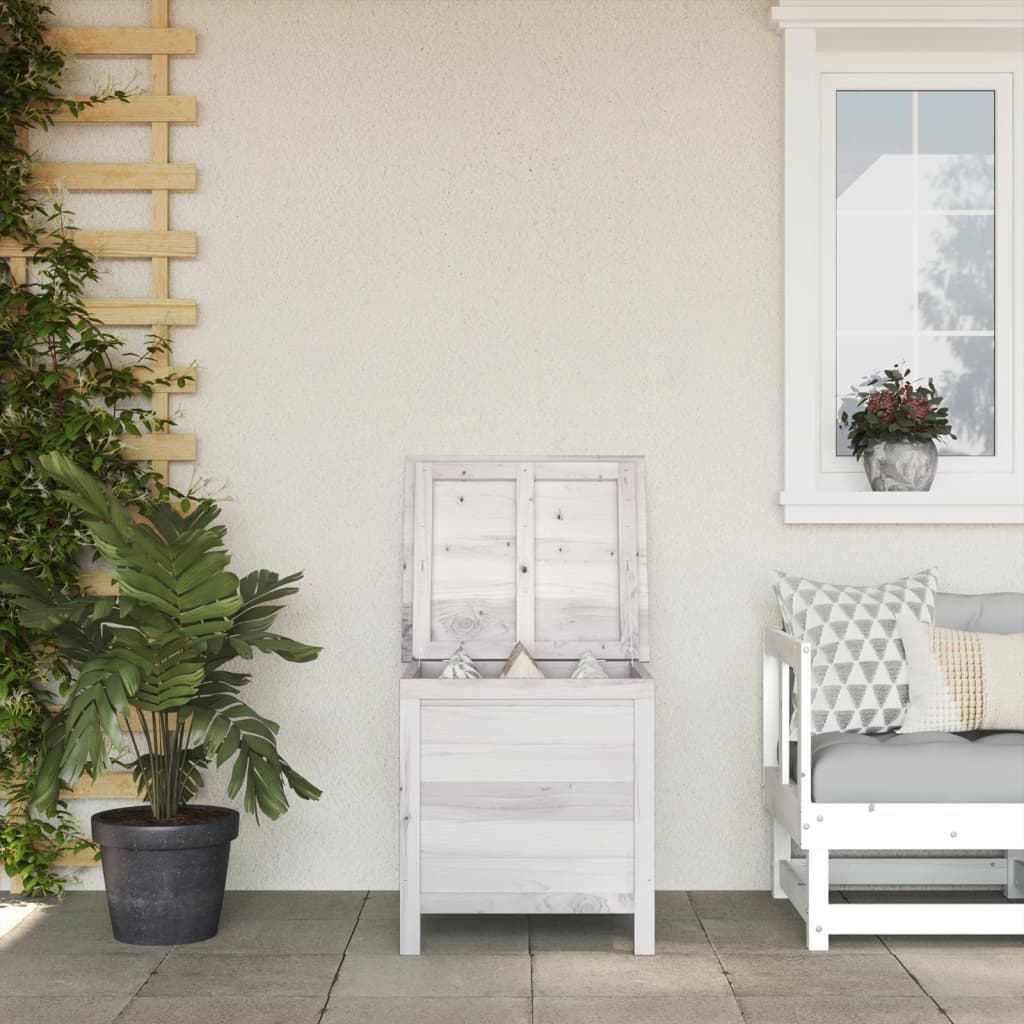 vidaXL Ladă depozitare de grădină alb 50x49x56,5 cm lemn masiv de brad vidaXL Ladă depozitare de grădină alb 50x49x56,5 cm lemn masiv de brad