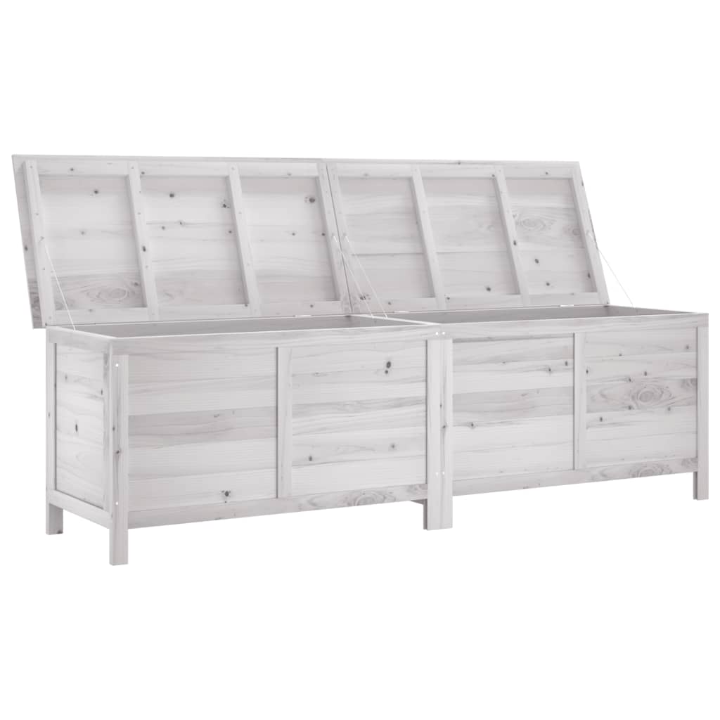 vidaXL Ladă depozitare de grădină alb 198,5x50x56,5 cm lemn masiv brad vidaXL Ladă depozitare de grădină alb 198,5x50x56,5 cm lemn masiv brad