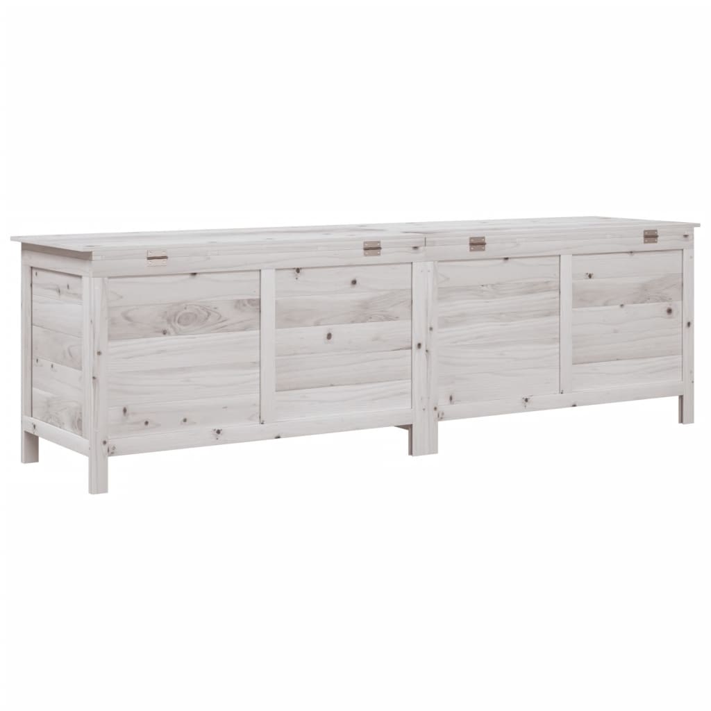 vidaXL Ladă depozitare de grădină alb 198,5x50x56,5 cm lemn masiv brad vidaXL Ladă depozitare de grădină alb 198,5x50x56,5 cm lemn masiv brad