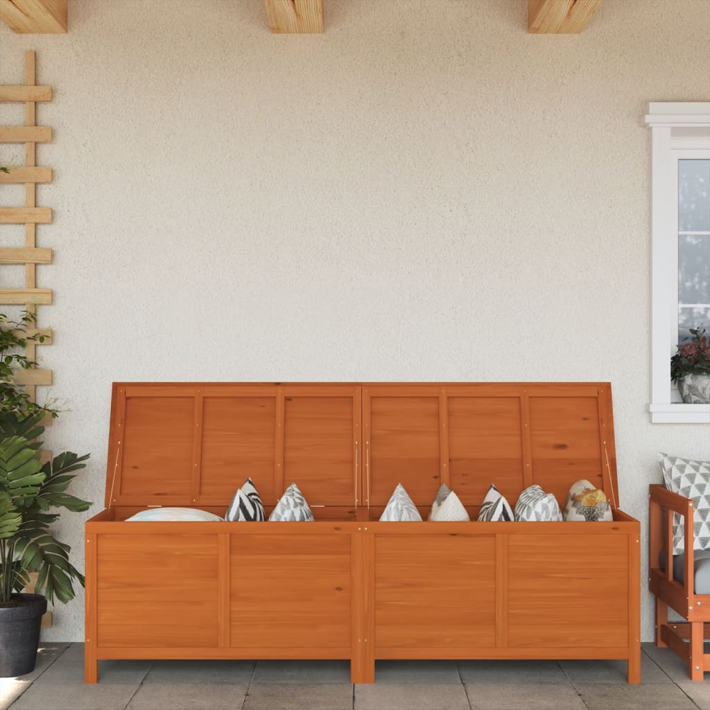 vidaXL Ladă depozitare grădină maro 198,5x50x56,5 cm lemn masiv brad vidaXL Ladă depozitare grădină maro 198,5x50x56,5 cm lemn masiv brad