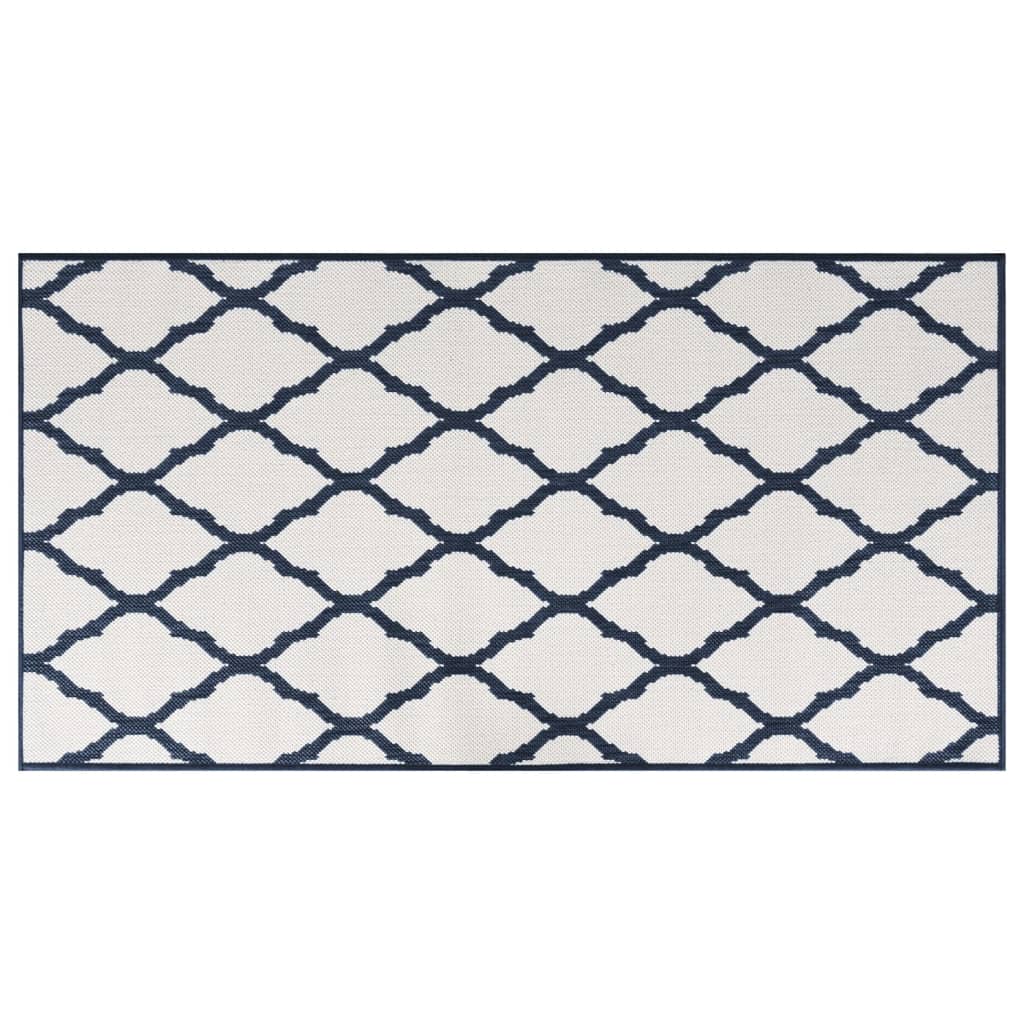 vidaXL Covor de exterior, bleumarin/alb, 80x150 cm, design reversibil vidaXL Covor de exterior, bleumarin/alb, 80x150 cm, design reversibil