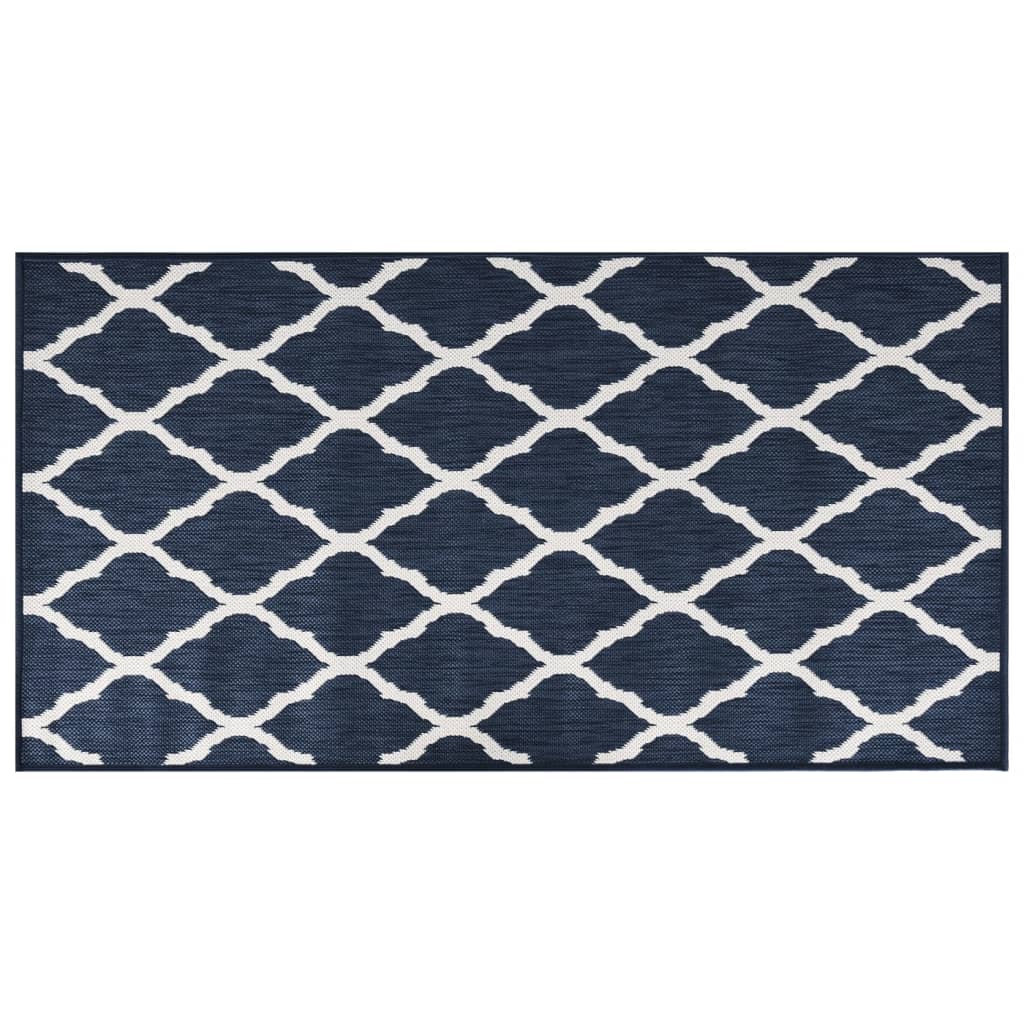 vidaXL Covor de exterior, bleumarin/alb, 80x150 cm, design reversibil vidaXL Covor de exterior, bleumarin/alb, 80x150 cm, design reversibil