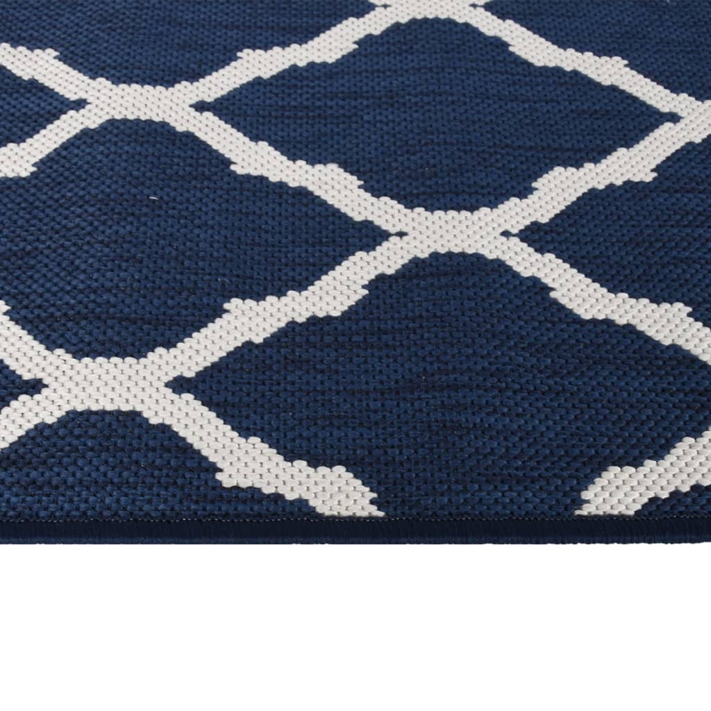 vidaXL Covor de exterior, bleumarin/alb, 80x150 cm, design reversibil vidaXL Covor de exterior, bleumarin/alb, 80x150 cm, design reversibil