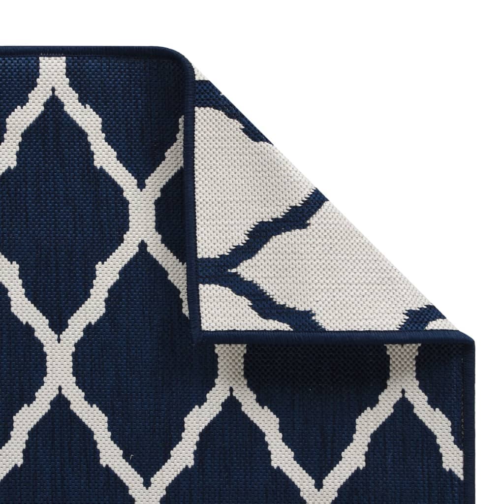 vidaXL Covor de exterior, bleumarin/alb, 80x150 cm, design reversibil vidaXL Covor de exterior, bleumarin/alb, 80x150 cm, design reversibil