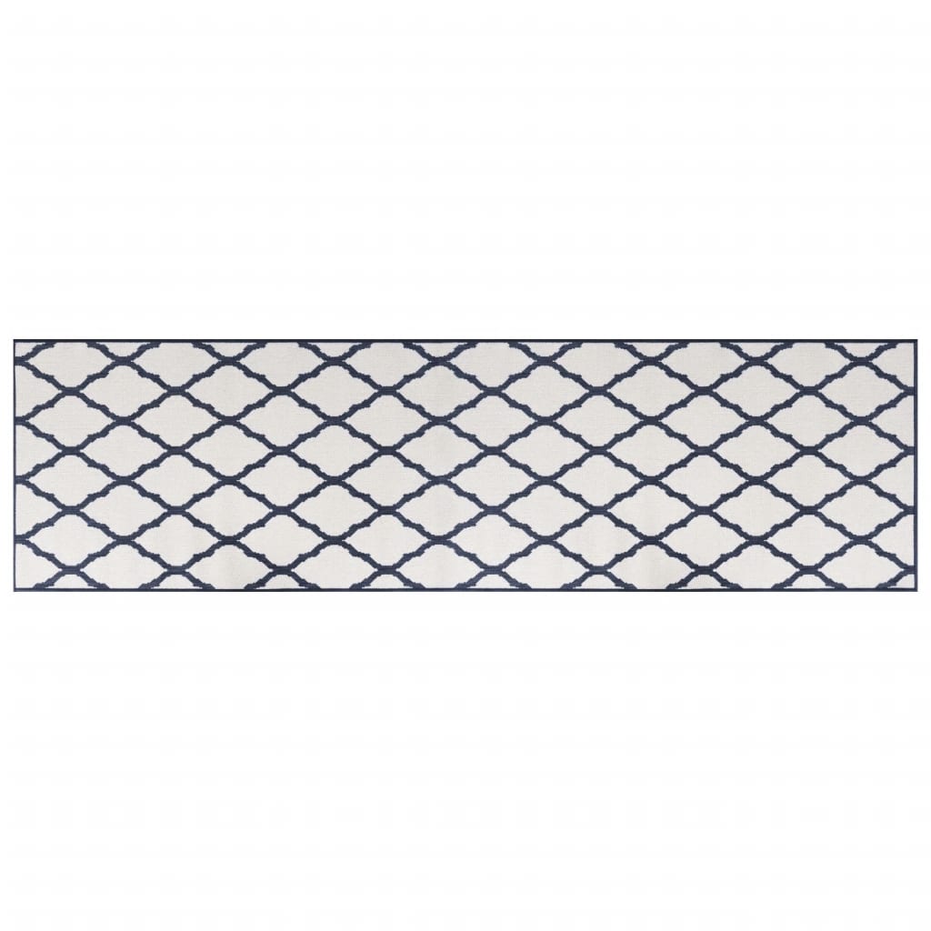 vidaXL Covor de exterior, bleumarin/alb, 80x250 cm, design reversibil vidaXL Covor de exterior, bleumarin/alb, 80x250 cm, design reversibil