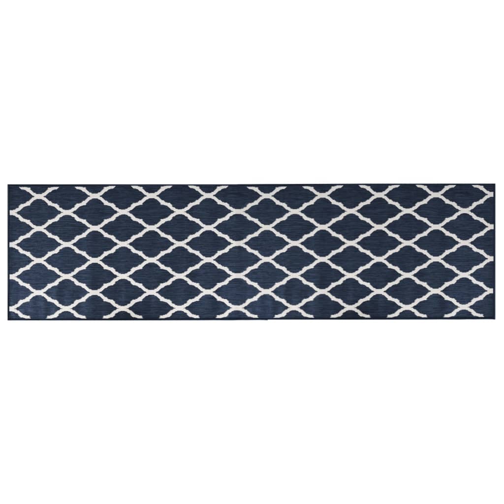 vidaXL Covor de exterior, bleumarin/alb, 80x250 cm, design reversibil vidaXL Covor de exterior, bleumarin/alb, 80x250 cm, design reversibil