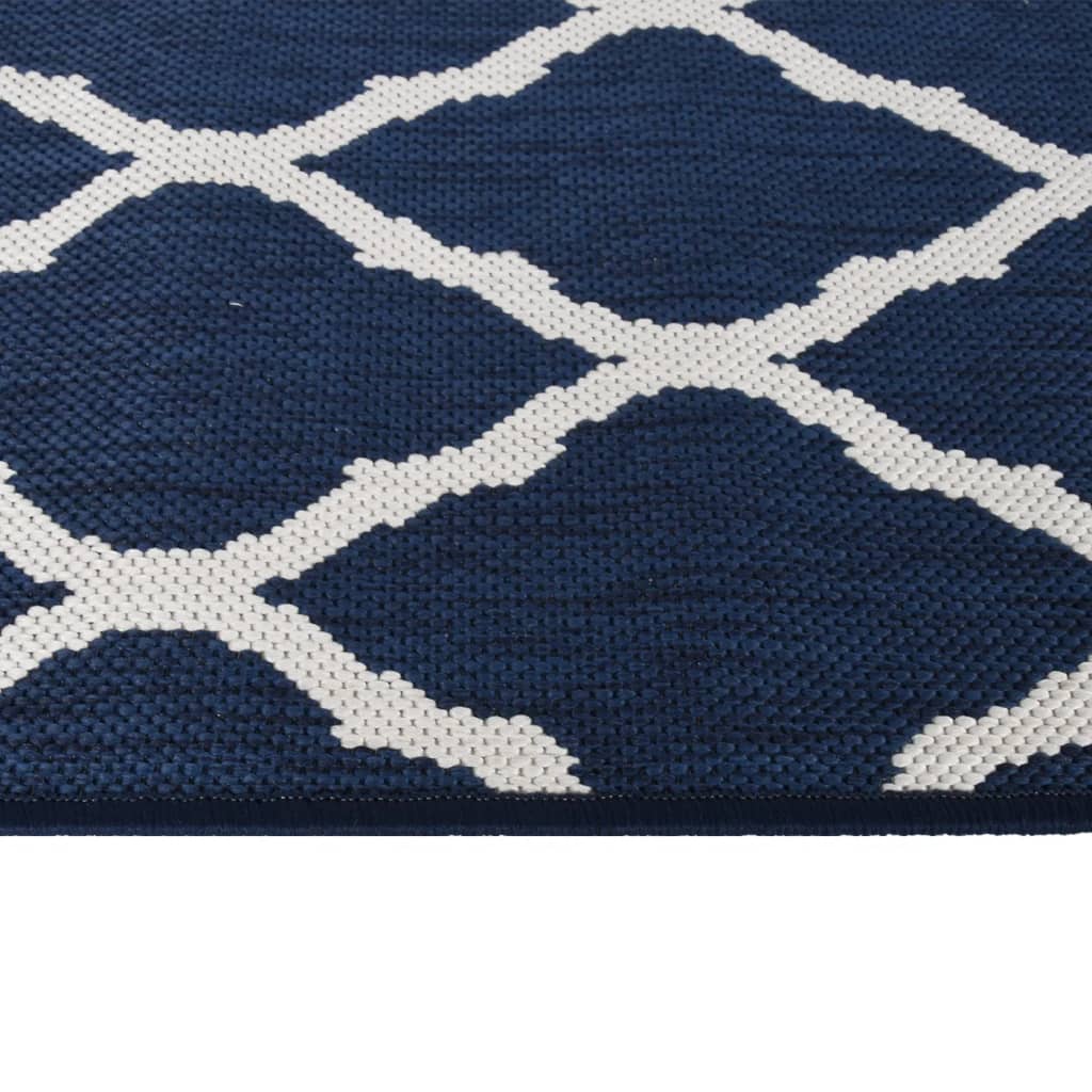 vidaXL Covor de exterior, bleumarin/alb, 80x250 cm, design reversibil vidaXL Covor de exterior, bleumarin/alb, 80x250 cm, design reversibil