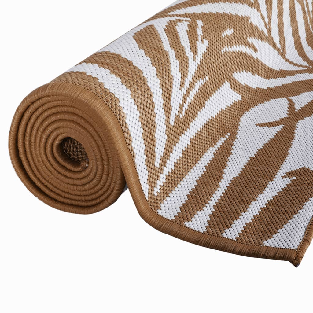 vidaXL Covor de exterior, maro și alb, 80x250 cm, design reversibil vidaXL Covor de exterior, maro și alb, 80x250 cm, design reversibil