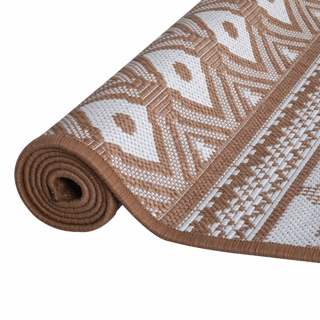 vidaXL Covor de exterior, maro și alb, 80x150 cm, design reversibil vidaXL Covor de exterior, maro și alb, 80x150 cm, design reversibil