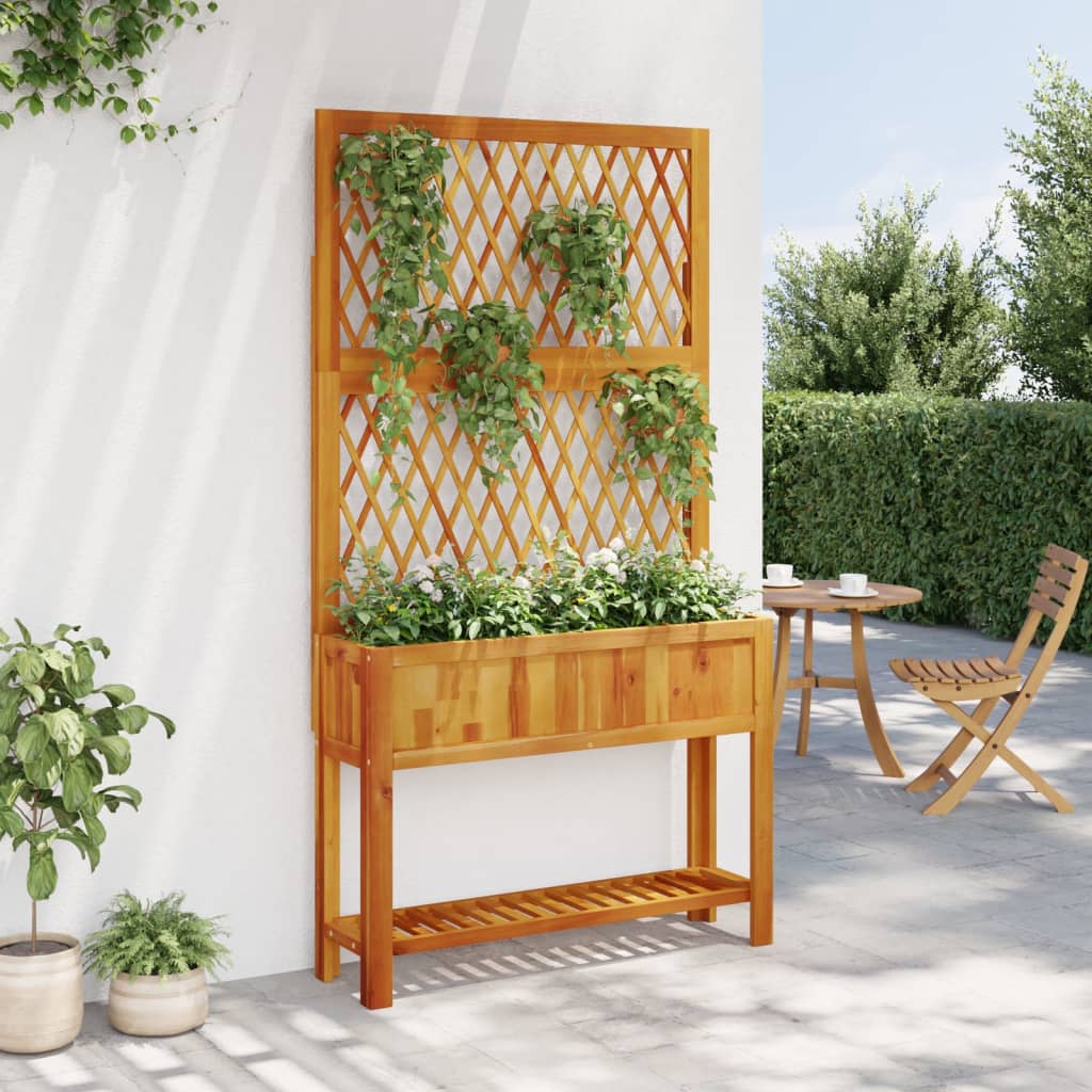 vidaXL Jardinieră cu spalier/poliță, 100x32x185 cm, lemn masiv acacia