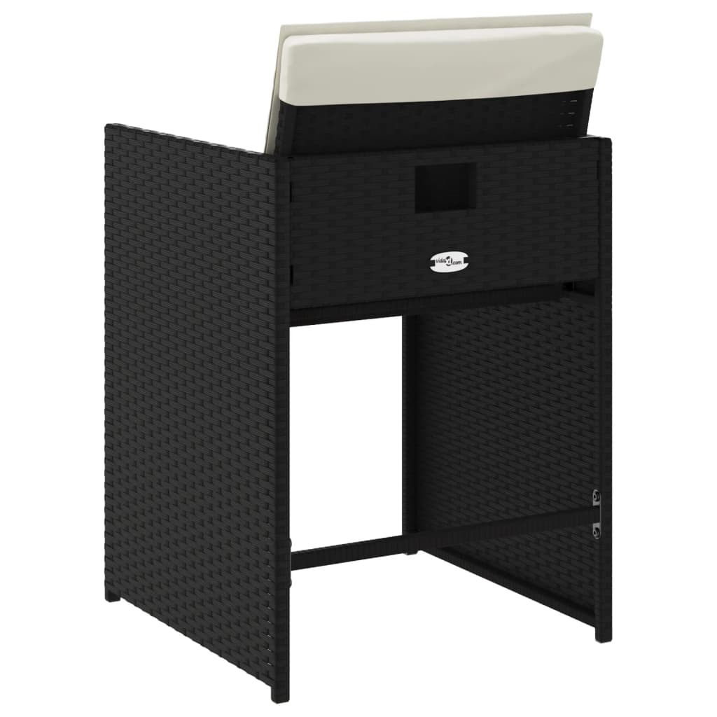 vidaXL Scaune de grădină cu perne, 4 buc., negru, poliratan