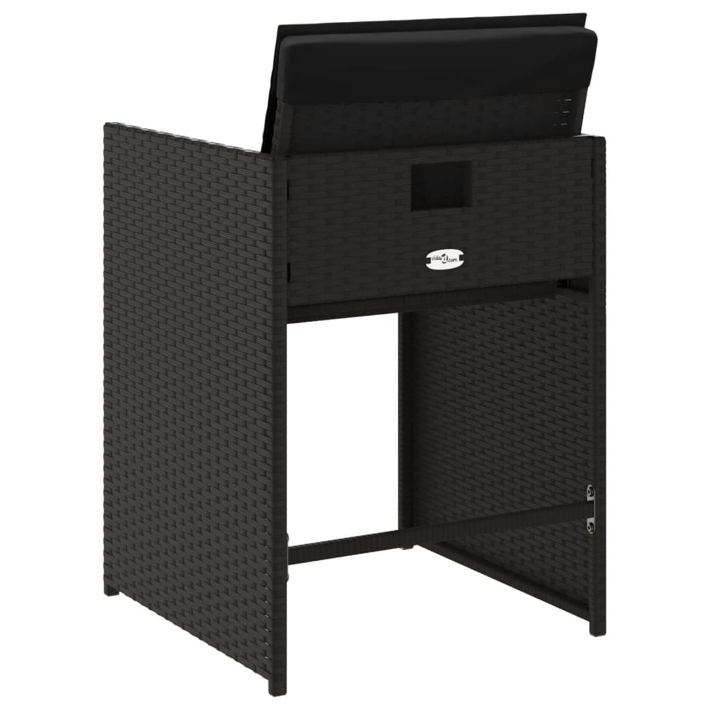 vidaXL Scaune de grădină cu perne, 4 buc., negru, poliratan