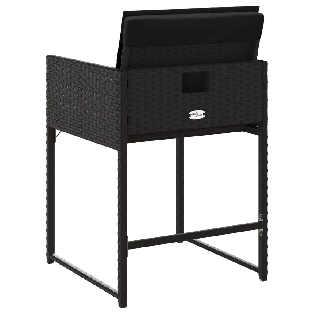 vidaXL Scaune de grădină cu perne, 4 buc., negru, poliratan