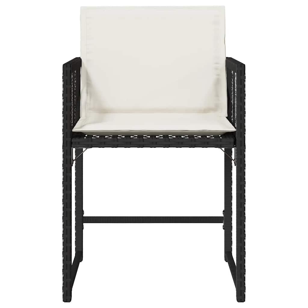 vidaXL Scaune de grădină cu perne, 4 buc., negru, poliratan