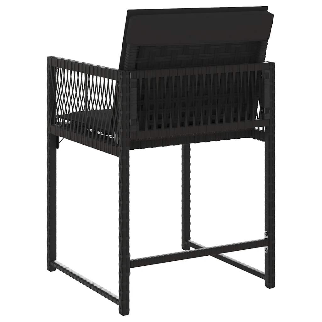 vidaXL Scaune de grădină cu perne, 4 buc., negru, poliratan