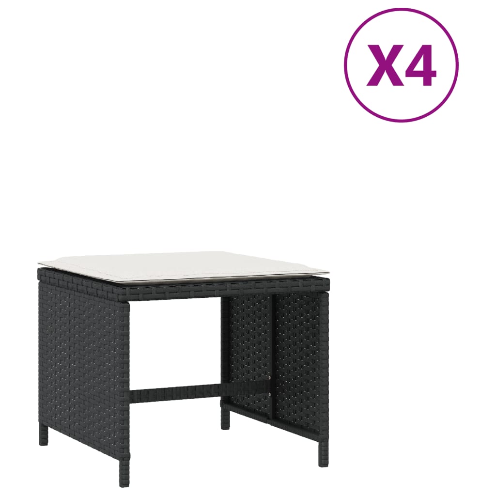 vidaXL Scaune de grădină cu perne, 4 buc. negru 41x41x36 cm poliratan vidaXL Scaune de grădină cu perne, 4 buc. negru 41x41x36 cm poliratan
