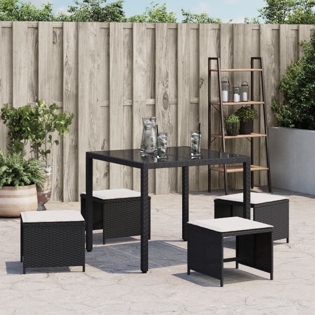 vidaXL Scaune de grădină cu perne, 4 buc. negru 41x41x36 cm poliratan vidaXL Scaune de grădină cu perne, 4 buc. negru 41x41x36 cm poliratan