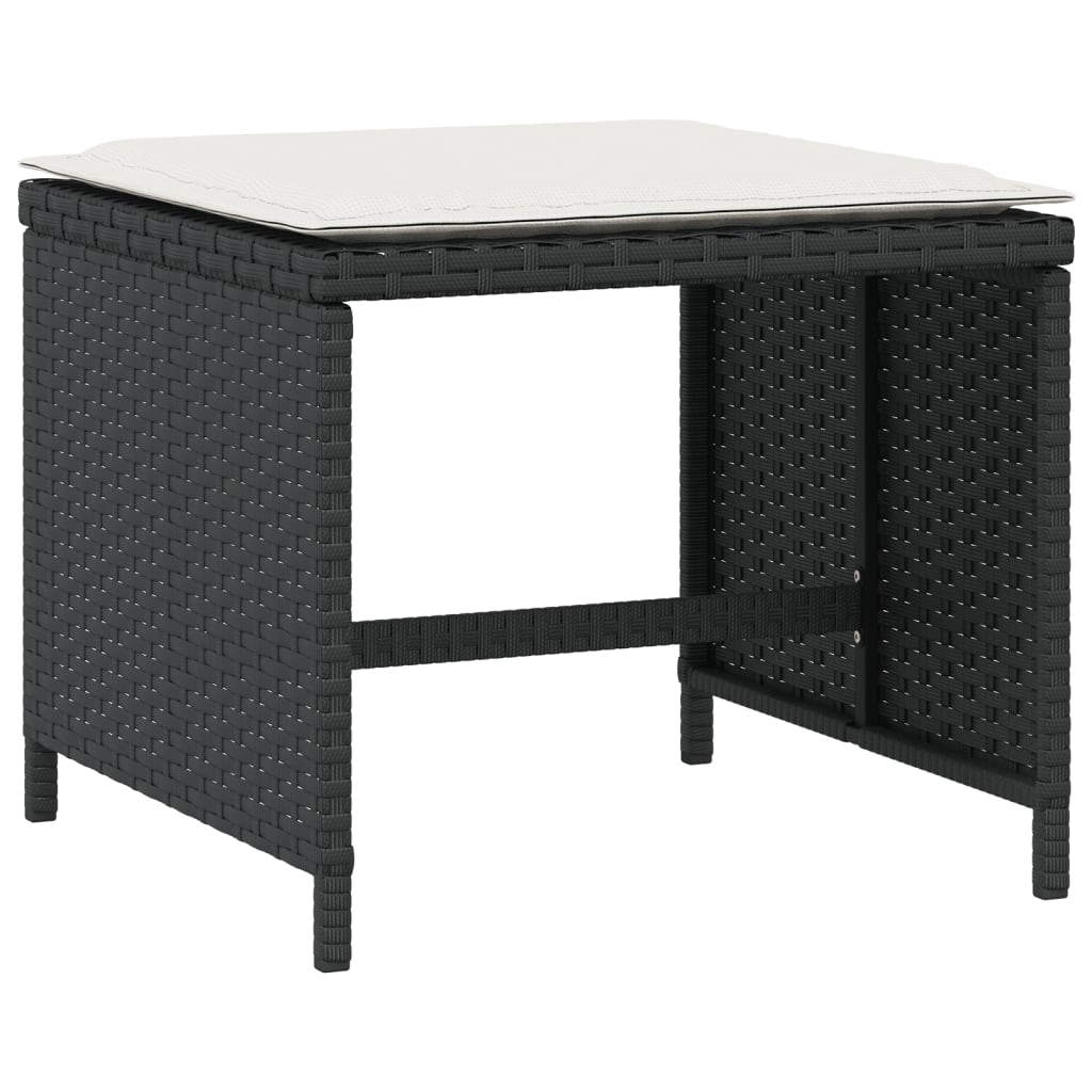 vidaXL Scaune de grădină cu perne, 4 buc. negru 41x41x36 cm poliratan vidaXL Scaune de grădină cu perne, 4 buc. negru 41x41x36 cm poliratan