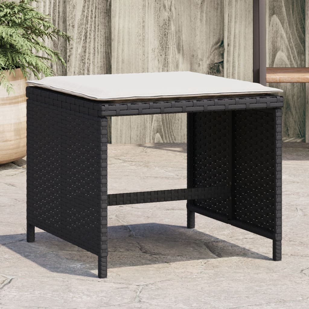 vidaXL Scaune de grădină cu perne, 4 buc. negru 41x41x36 cm poliratan vidaXL Scaune de grădină cu perne, 4 buc. negru 41x41x36 cm poliratan