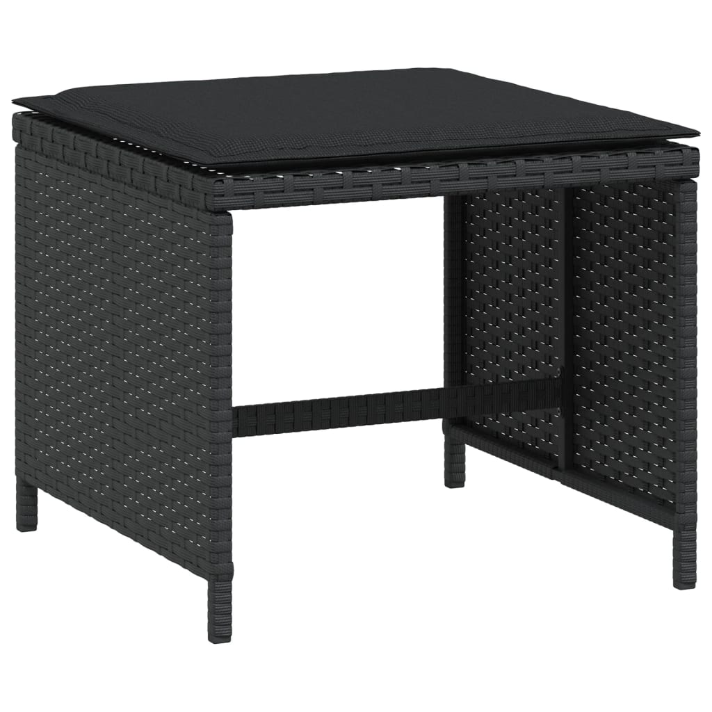 vidaXL Scaune de grădină cu perne, 4 buc. negru 41x41x36 cm poliratan vidaXL Scaune de grădină cu perne, 4 buc. negru 41x41x36 cm poliratan