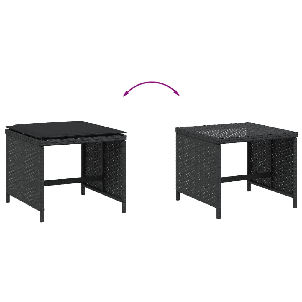 vidaXL Scaune de grădină cu perne, 4 buc. negru 41x41x36 cm poliratan vidaXL Scaune de grădină cu perne, 4 buc. negru 41x41x36 cm poliratan