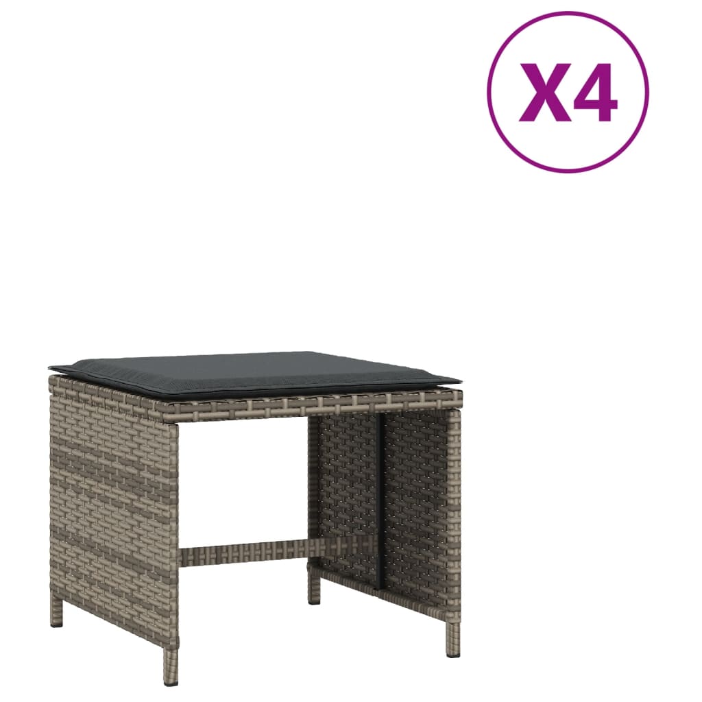 vidaXL Scaune de grădină cu perne, 4 buc. gri 41x41x36 cm poliratan vidaXL Scaune de grădină cu perne, 4 buc. gri 41x41x36 cm poliratan