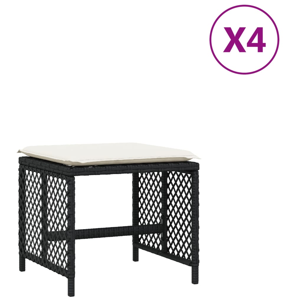 vidaXL Scaune de grădină cu perne, 4 buc. negru 41x41x36 cm poliratan vidaXL Scaune de grădină cu perne, 4 buc. negru 41x41x36 cm poliratan