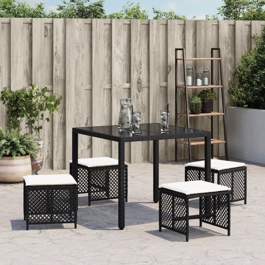 vidaXL Scaune de grădină cu perne, 4 buc. negru 41x41x36 cm poliratan vidaXL Scaune de grădină cu perne, 4 buc. negru 41x41x36 cm poliratan