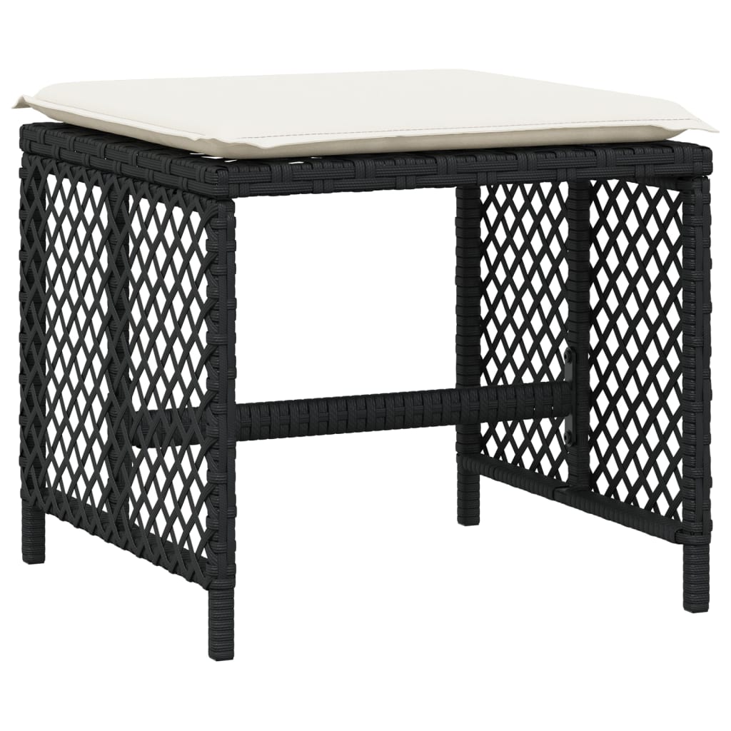 vidaXL Scaune de grădină cu perne, 4 buc. negru 41x41x36 cm poliratan vidaXL Scaune de grădină cu perne, 4 buc. negru 41x41x36 cm poliratan