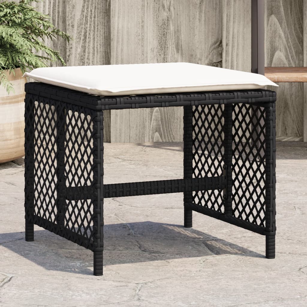vidaXL Scaune de grădină cu perne, 4 buc. negru 41x41x36 cm poliratan vidaXL Scaune de grădină cu perne, 4 buc. negru 41x41x36 cm poliratan