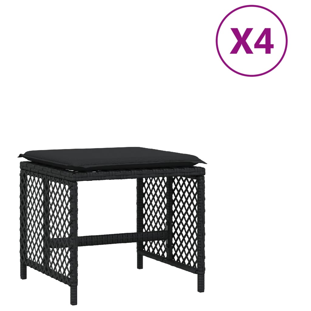 vidaXL Scaune de grădină cu perne, 4 buc. negru 41x41x36 cm poliratan vidaXL Scaune de grădină cu perne, 4 buc. negru 41x41x36 cm poliratan