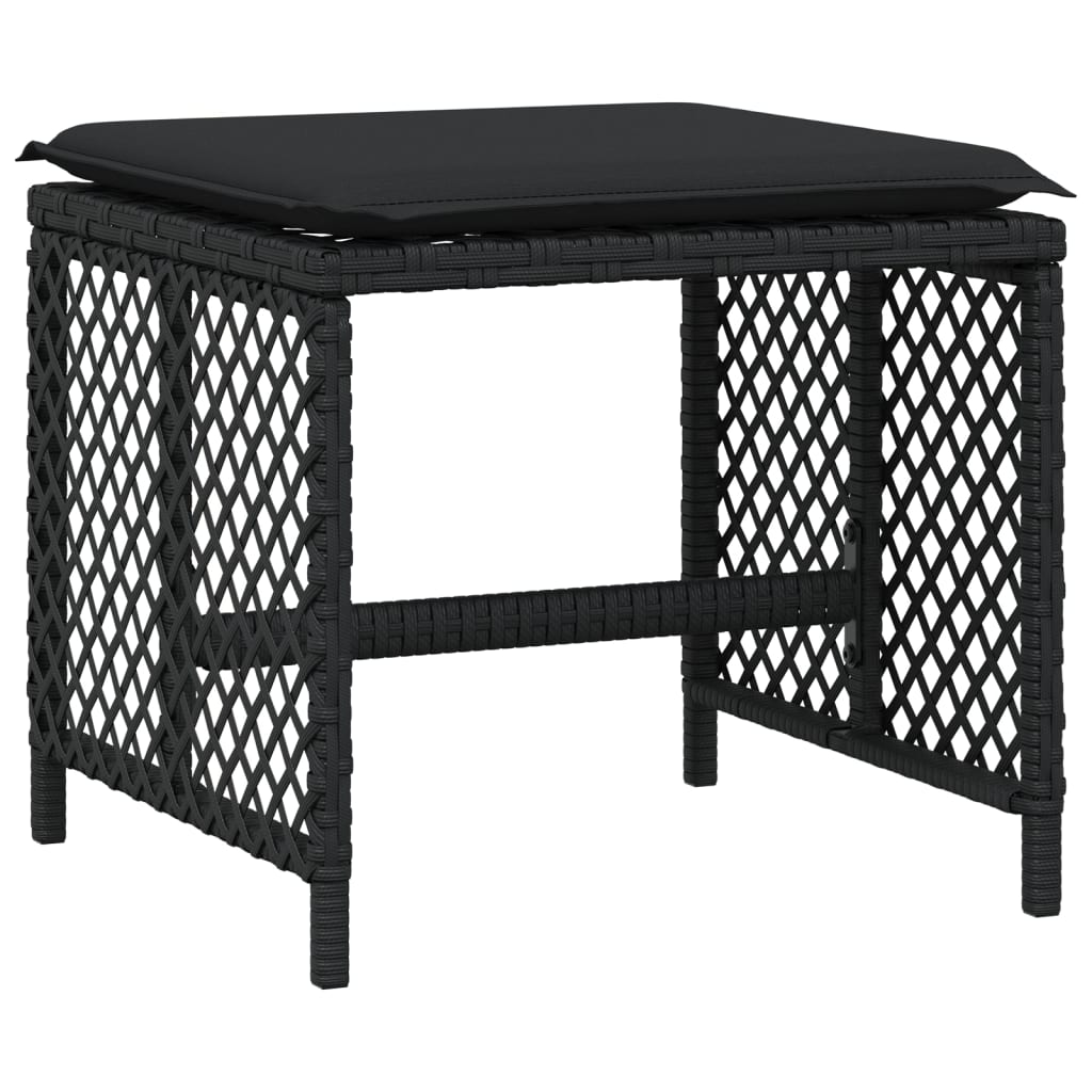 vidaXL Scaune de grădină cu perne, 4 buc. negru 41x41x36 cm poliratan vidaXL Scaune de grădină cu perne, 4 buc. negru 41x41x36 cm poliratan