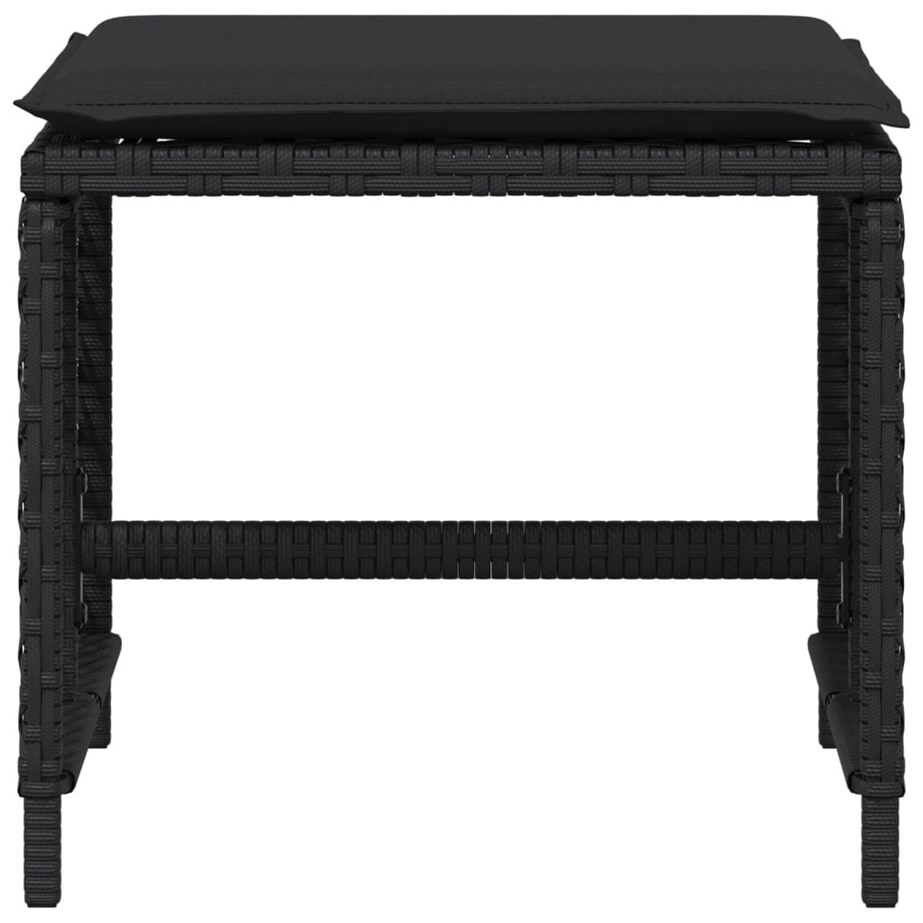 vidaXL Scaune de grădină cu perne, 4 buc. negru 41x41x36 cm poliratan vidaXL Scaune de grădină cu perne, 4 buc. negru 41x41x36 cm poliratan