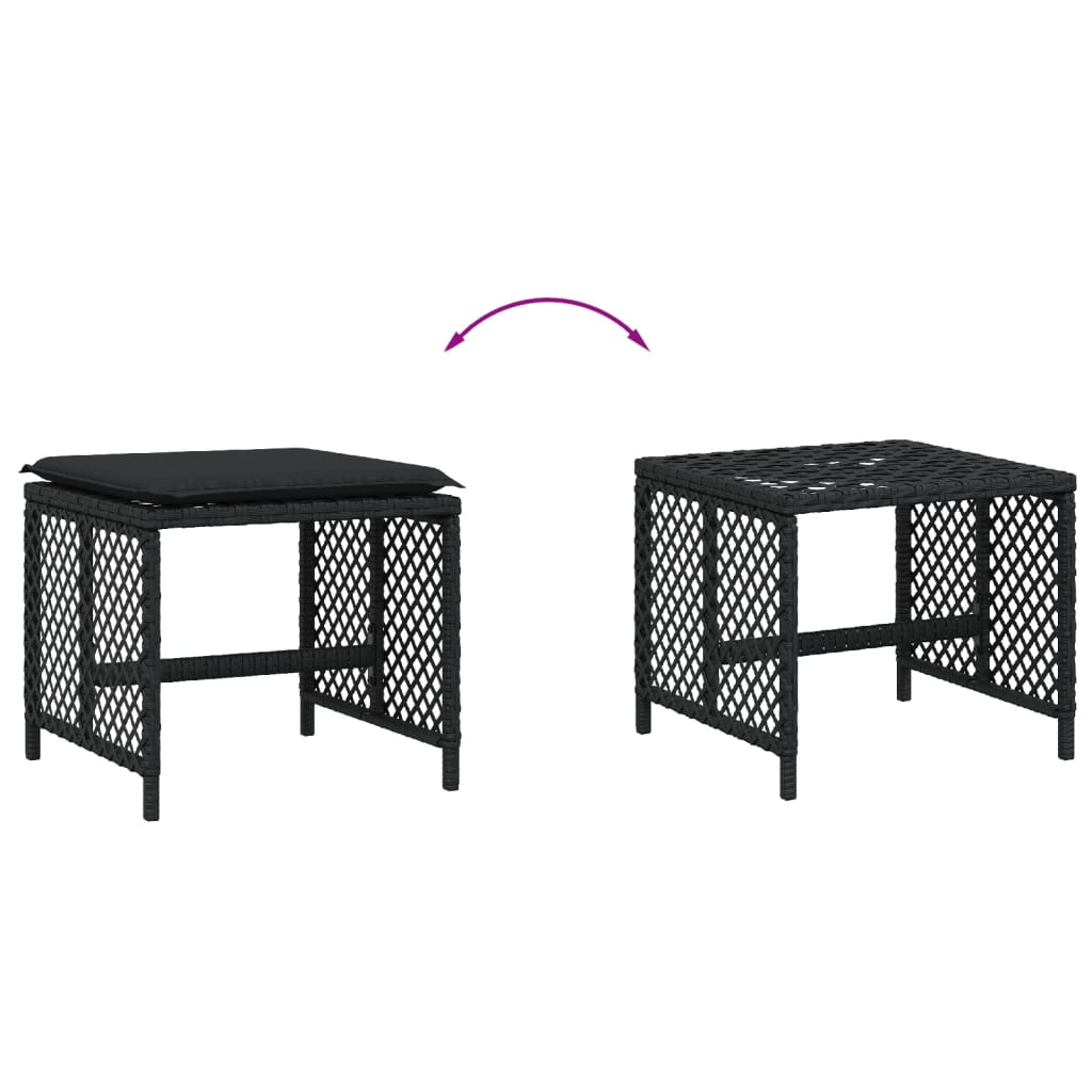 vidaXL Scaune de grădină cu perne, 4 buc. negru 41x41x36 cm poliratan vidaXL Scaune de grădină cu perne, 4 buc. negru 41x41x36 cm poliratan