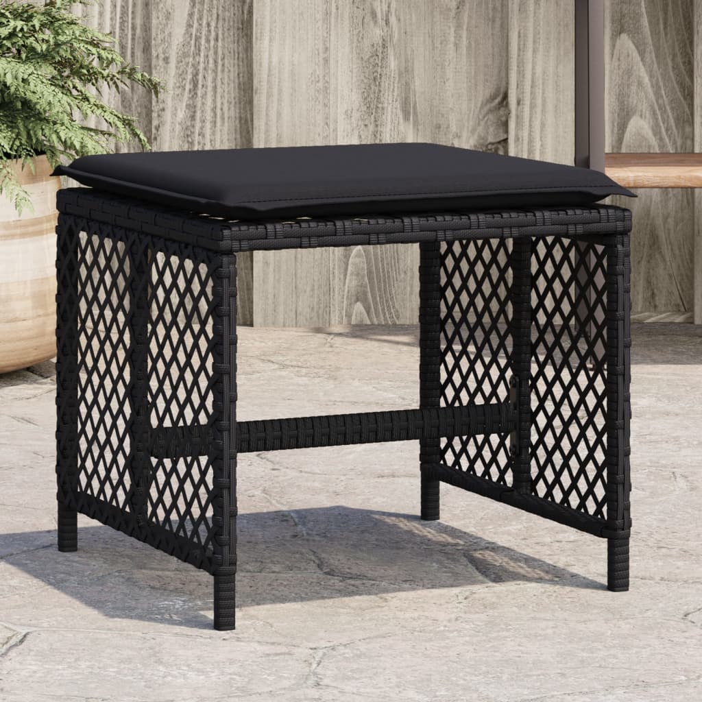 vidaXL Scaune de grădină cu perne, 4 buc. negru 41x41x36 cm poliratan vidaXL Scaune de grădină cu perne, 4 buc. negru 41x41x36 cm poliratan