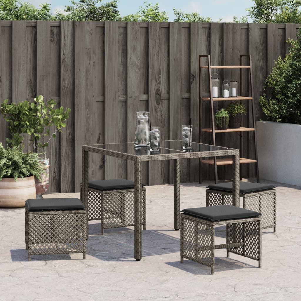 vidaXL Scaune de grădină cu perne, 4 buc. gri 41x41x36 cm poliratan vidaXL Scaune de grădină cu perne, 4 buc. gri 41x41x36 cm poliratan