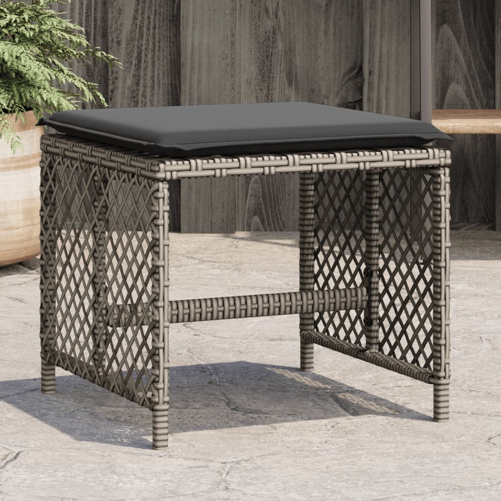 vidaXL Scaune de grădină cu perne, 4 buc. gri 41x41x36 cm poliratan vidaXL Scaune de grădină cu perne, 4 buc. gri 41x41x36 cm poliratan