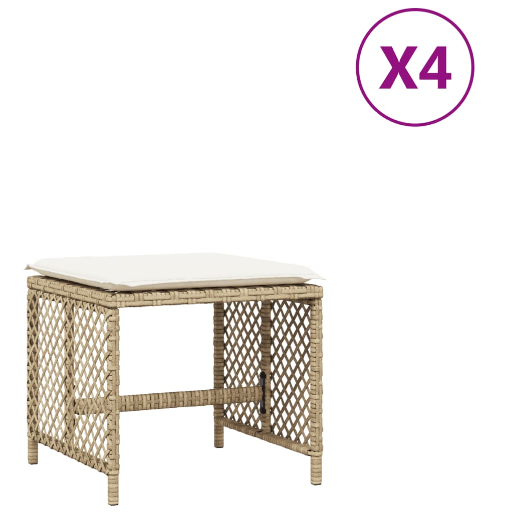 vidaXL Scaune de grădină cu perne, 4 buc., bej, 41x41x36 cm, poliratan vidaXL Scaune de grădină cu perne, 4 buc., bej, 41x41x36 cm, poliratan