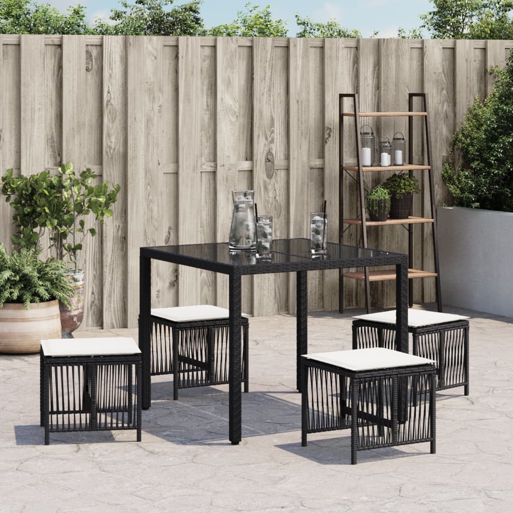 vidaXL Scaune de grădină cu perne, 4 buc. negru 41x41x36 cm poliratan vidaXL Scaune de grădină cu perne, 4 buc. negru 41x41x36 cm poliratan