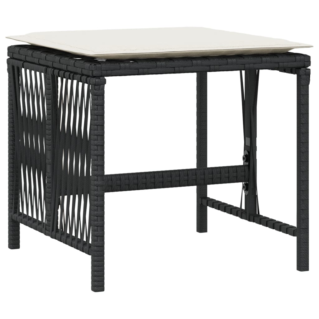 vidaXL Scaune de grădină cu perne, 4 buc. negru 41x41x36 cm poliratan vidaXL Scaune de grădină cu perne, 4 buc. negru 41x41x36 cm poliratan