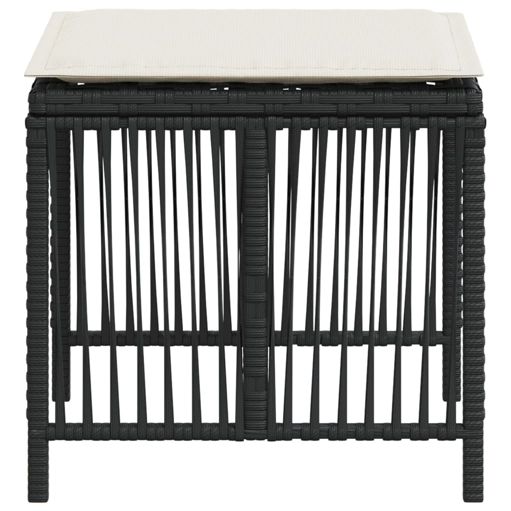 vidaXL Scaune de grădină cu perne, 4 buc. negru 41x41x36 cm poliratan vidaXL Scaune de grădină cu perne, 4 buc. negru 41x41x36 cm poliratan