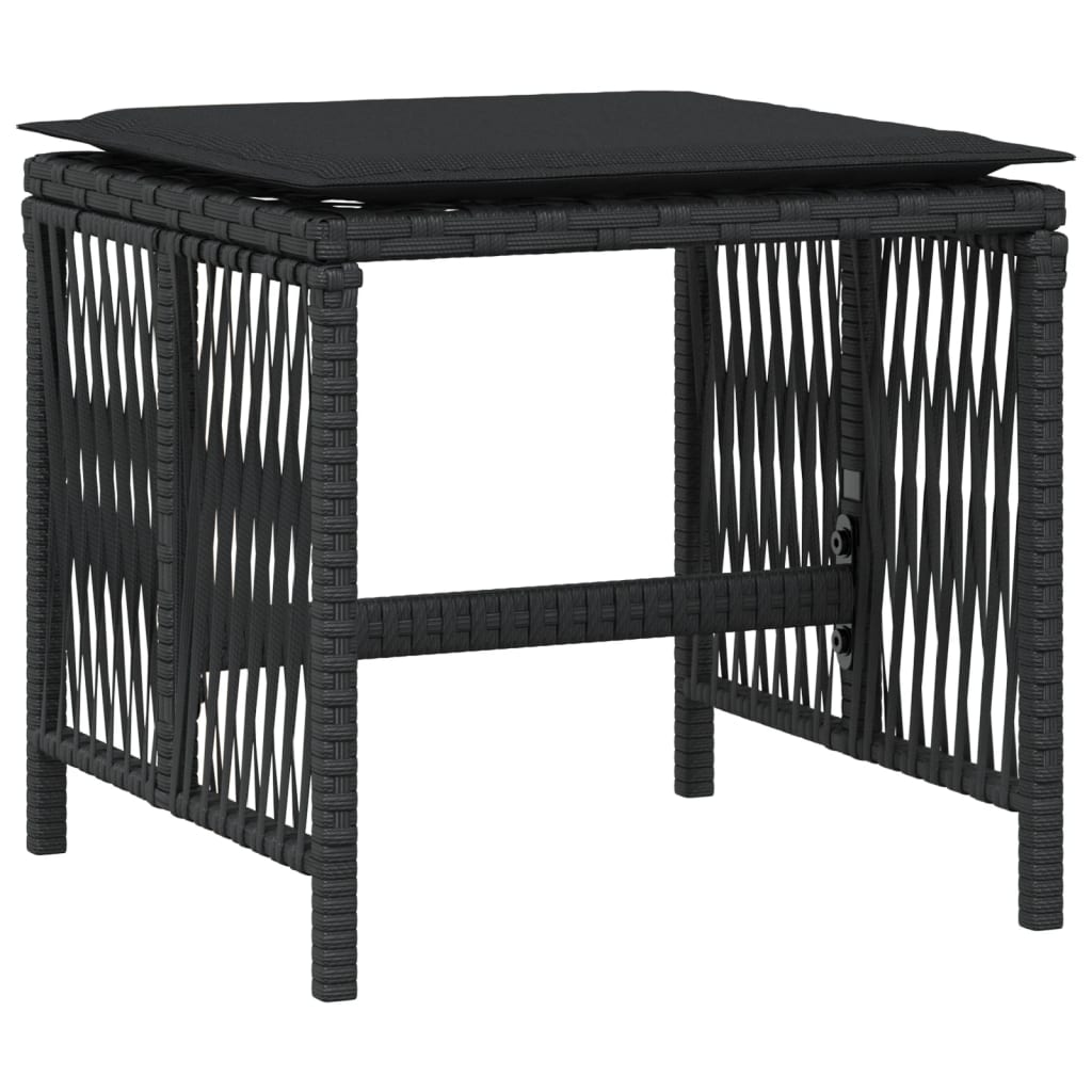 vidaXL Scaune de grădină cu perne, 4 buc. negru 41x41x36 cm poliratan vidaXL Scaune de grădină cu perne, 4 buc. negru 41x41x36 cm poliratan