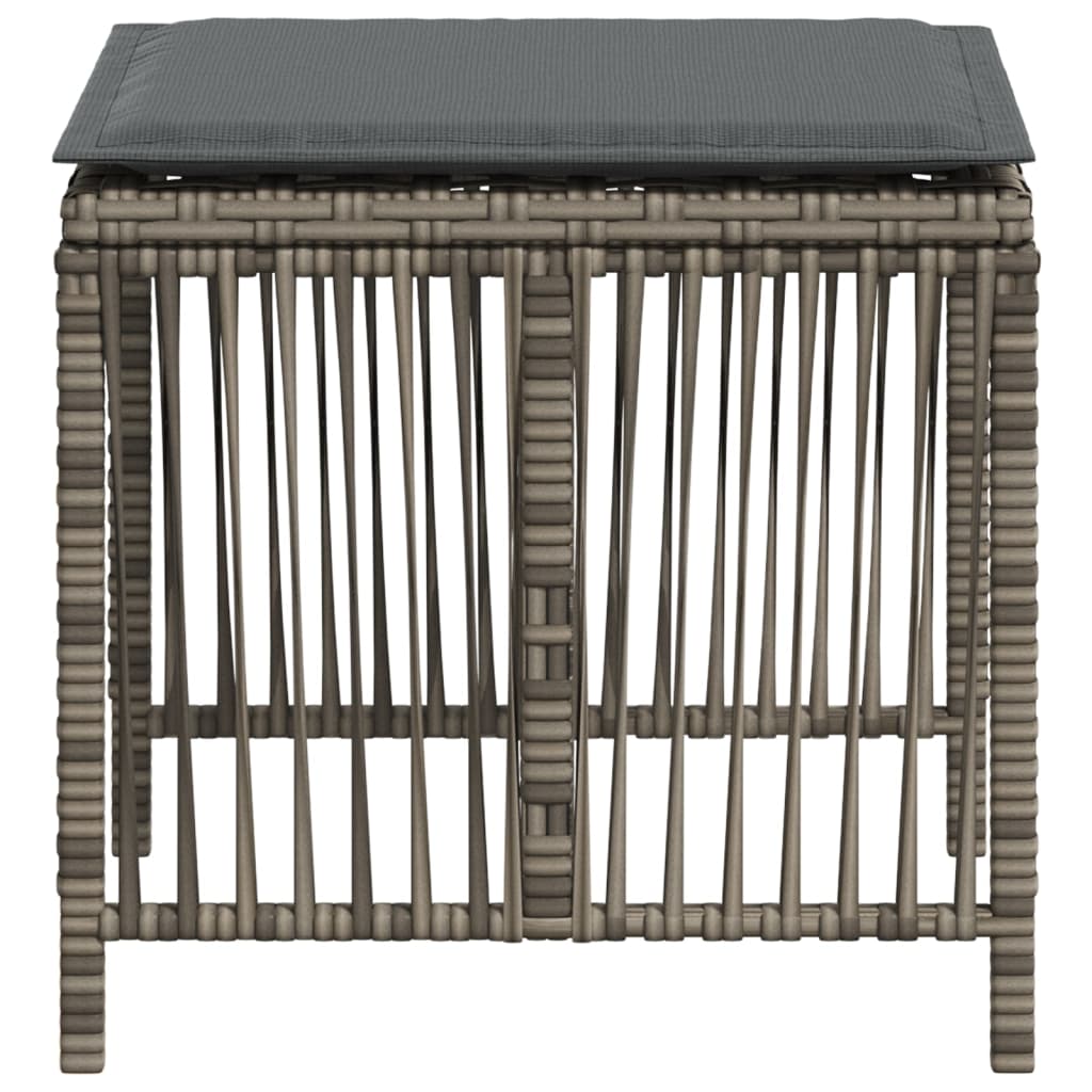 vidaXL Scaune de grădină cu perne, 4 buc. gri 41x41x36 cm poliratan vidaXL Scaune de grădină cu perne, 4 buc. gri 41x41x36 cm poliratan