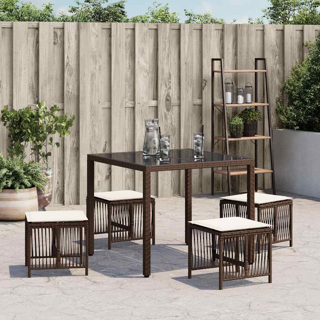 vidaXL Scaune de grădină cu perne, 4 buc., maro 41x41x36 cm poliratan vidaXL Scaune de grădină cu perne, 4 buc., maro 41x41x36 cm poliratan